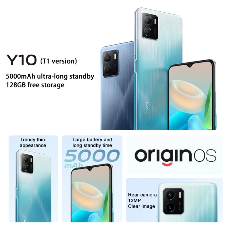 vivo Y10 / T1 4G, 4GB+64GB, Dual Back Cameras, Side Fingerprint Identification, 5000mAh Battery, 6.51 inch Android 11.0 OriginOS Ocean MediaTek Helio P70 Octa Core up to 2.1GHz, OTG, Network: 4G (Black) - vivo by VIVO | Online Shopping South Africa | PMC Jewellery