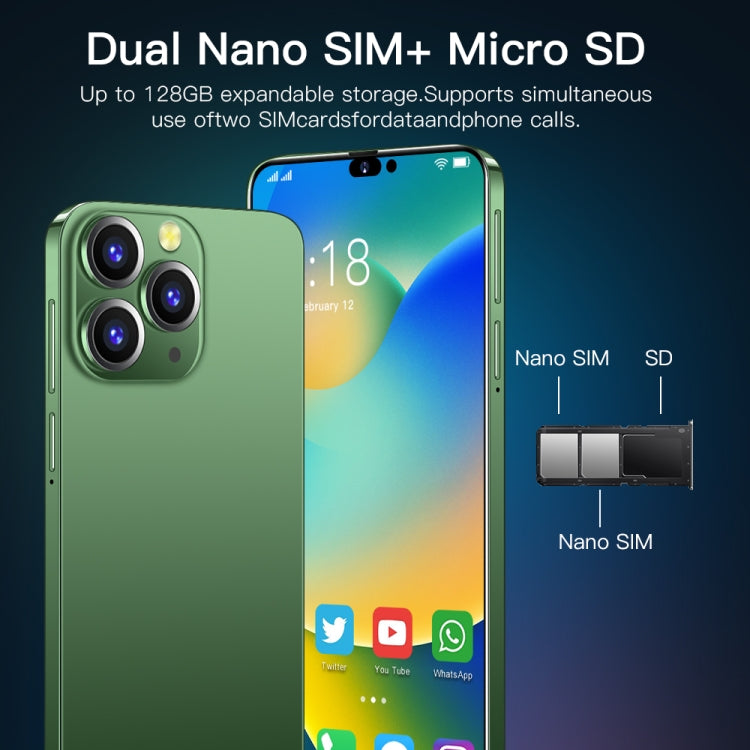 i14 Pro Max N85, 1GB+16GB, 6.3 inch Screen, Face Identification, Android 6.0 Spreadtrum 7731G Quad Core, Network: 3G, Dual SIM(Green) - free shipping - PMC TechLife - Order now!