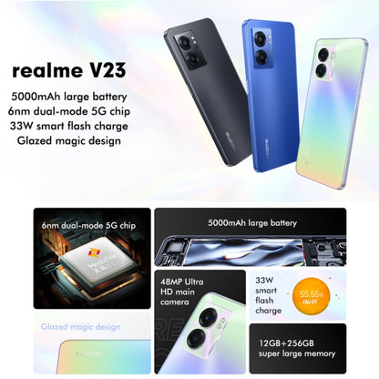 Realme V23 5G, 48MP Camera, 12GB+256GB, Dual Back Cameras, Side Fingerprint Identification, 5000mAh Battery, 6.58 inch Realme UI 3.0 / Android 12 MediaTek Dimensity 810 Octa Core up to 2.4GHz, Network: 5G, Support Google Play(Midnight Black) - OPPO by Realme | Online Shopping South Africa | PMC Jewellery