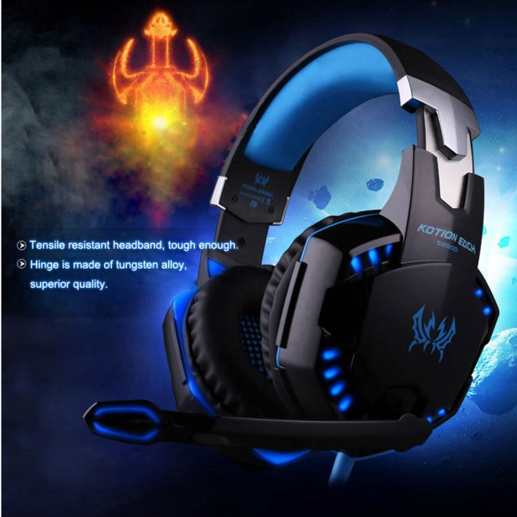 KOTION EACH G2000 Over-ear Game Gaming Headphone Headset Earphone Headband with Mic Stereo Bass LED Light for PC Gamer,Cable Length: About 2.2m(Blue + Black) - Multimedia Headset by KOTION EACH | Online Shopping South Africa | PMC Jewellery