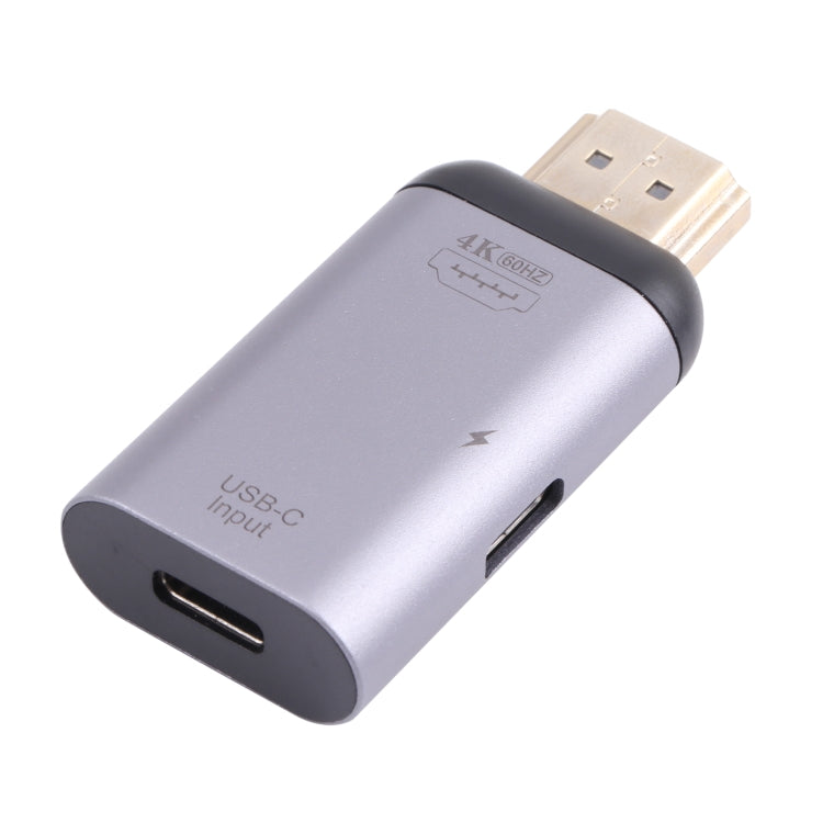 2 in 1 4K 60Hz HDMI Male to USB-C / Type-C Charging + USB-C / Type-C Female Adapter - Adapter by PMC TechLife | Online Shopping South Africa | PMC TechLife | Buy Now Pay Later Mobicred