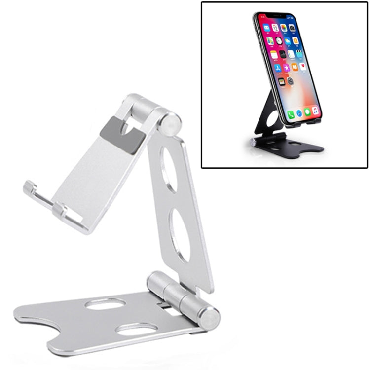 ROOSTAND R2 Aluminum Alloy Mobile Desktop Tablet Bracket Double Folding Lazy Artifact, Size: 6.4x7x9cm(Silver) - Desktop Holder by PMC Jewellery | Online Shopping South Africa | PMC Jewellery