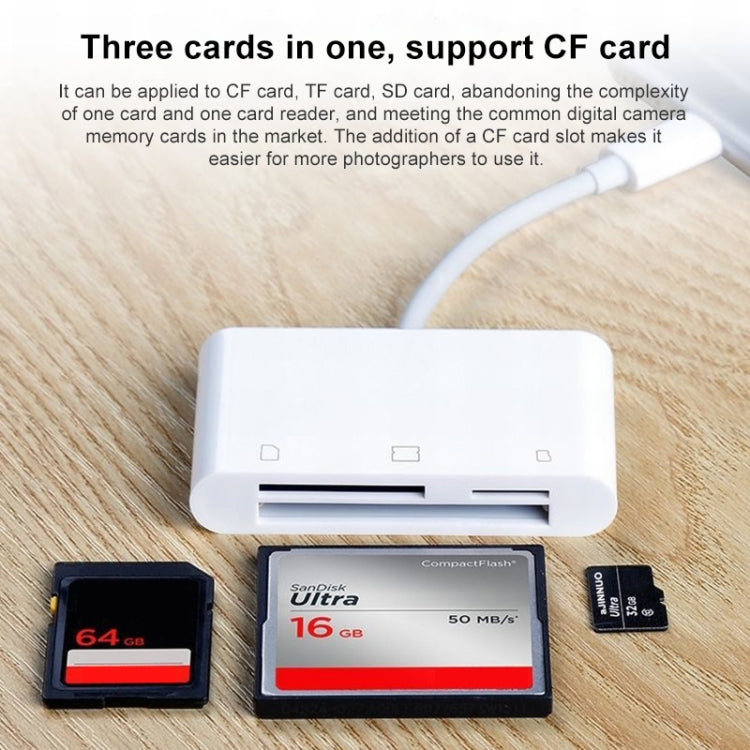 NK-1011 3 in 1 CF Card / TF Card / SD Card Reader For 8 Pin Devices - U Disk & Card Reader by PMC TechLife | Online Shopping South Africa | PMC TechLife