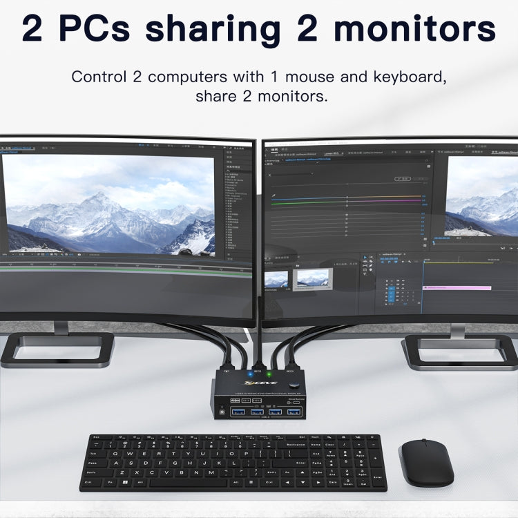 KC-KVM202AS 4K 60HZ USB3.0 HDMI Dual Display KVM Switcher Support EDID Analog Lock Screen - Switch by PMC TechLife | Online Shopping South Africa | PMC TechLife | Buy Now Pay Later Mobicred