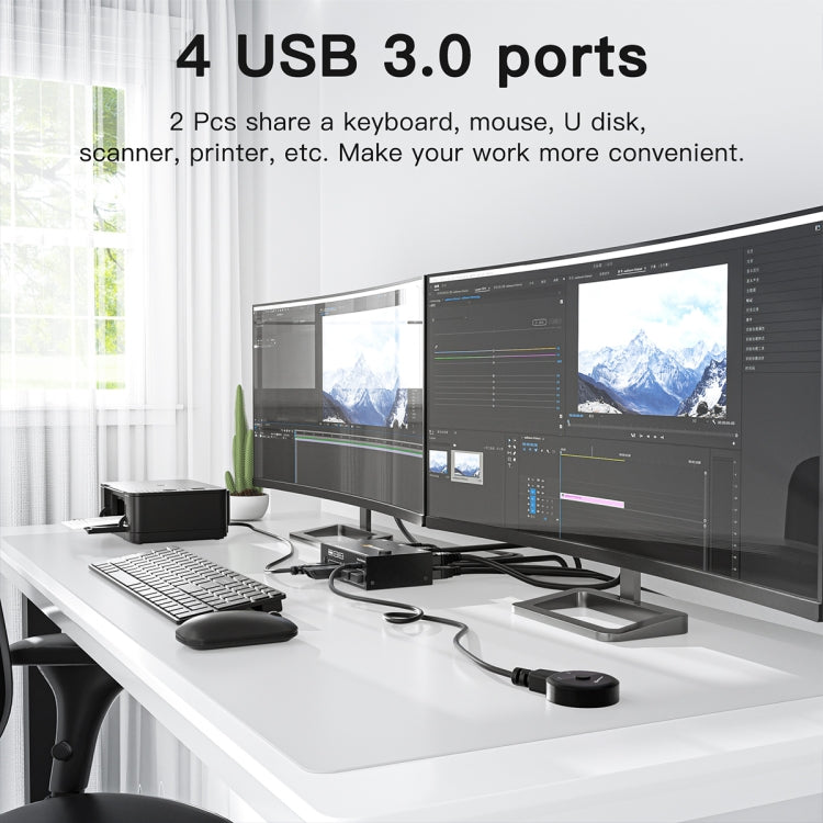 KC-KVM202AS 4K 60HZ USB3.0 HDMI Dual Display KVM Switcher Support EDID Analog Lock Screen - Switch by PMC TechLife | Online Shopping South Africa | PMC TechLife | Buy Now Pay Later Mobicred