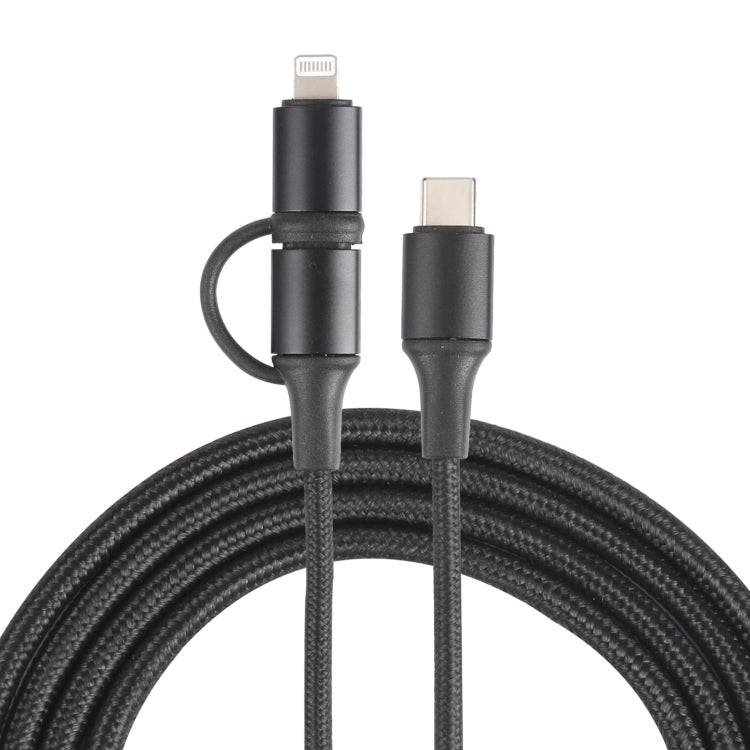 XF-45 2 in 1 3A USB-C / Type-C to USB-C / Type-C + 8 Pin Fast Charging Braided Data Cable, Cable Length: 1m (Black) - Multifunction Cable by PMC Jewellery | Online Shopping South Africa | PMC Jewellery