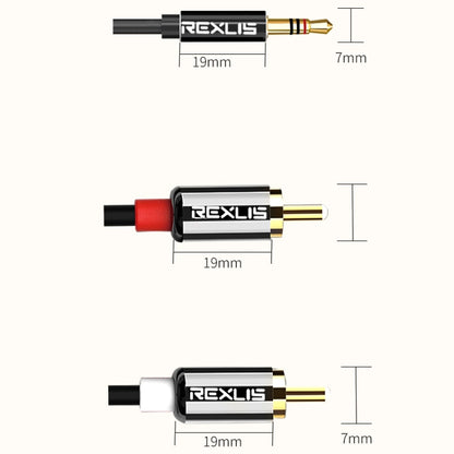 REXLIS 3635 3.5mm Male to Dual RCA Gold-plated Plug Black Cotton Braided Audio Cable for RCA Input Interface Active Speaker, Length: 1m - RCA Cable by REXLIS | Online Shopping South Africa | PMC Jewellery