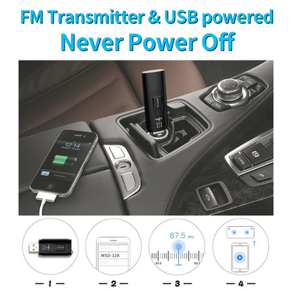 MSD128 2 in 1 USB Car Bluetooth Hands-free Call FM Transmitter with 3.5mm AUX Interface - Audio Receiver Transmitter by PMC Jewellery | Online Shopping South Africa | PMC Jewellery