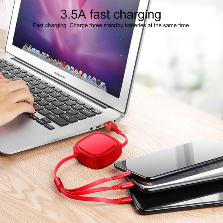 1.2m 3.5A Max 3 in 1 USB to USB-C / Type-C + 8Pin + Micro USB Retractable Charging Cable(White) - Multifunction Cable by PMC TechLife | Online Shopping South Africa | PMC TechLife