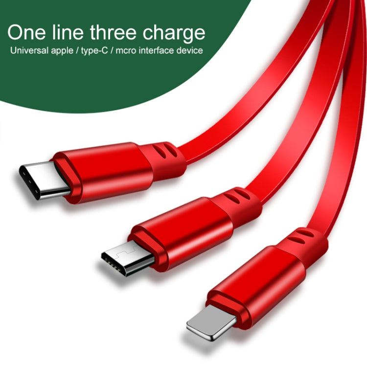 1.2m 3.5A Max 3 in 1 USB to USB-C / Type-C + 8Pin + Micro USB Retractable Charging Cable(Red) - Multifunction Cable by PMC Jewellery | Online Shopping South Africa | PMC Jewellery