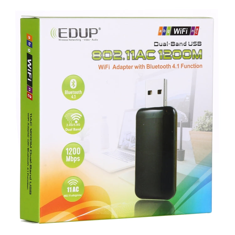 EDUP EP-AC1681 2 in 1 AC1200Mbps 2.4GHz & 5.8GHz Dual Band USB WiFi Adapter External Network Card with Bluetooth 4.1 Function - USB Network Adapter by EDUP | Online Shopping South Africa | PMC Jewellery | Buy Now Pay Later Mobicred