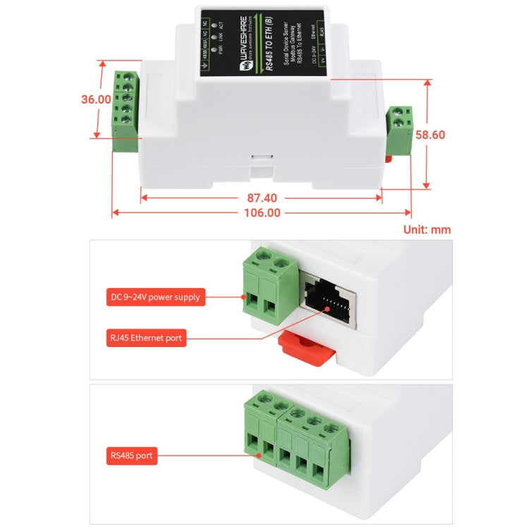 Waveshare RS485 to RJ45 Module TCP/IP to Serial Converters - free shipping - PMC TechLife - Order now!