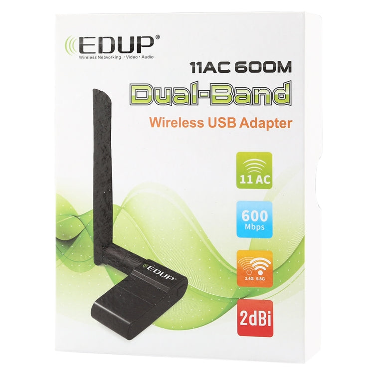 EDUP EP-AC1635 600Mbps Dual Band Wireless 11AC USB Ethernet Adapter 2dBi Antenna for Laptop / PC(Black) - USB Network Adapter by EDUP | Online Shopping South Africa | PMC Jewellery