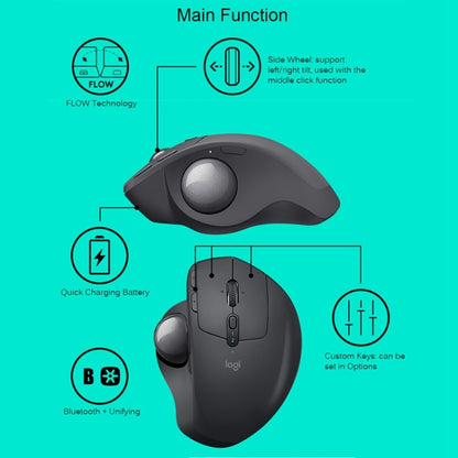 Logitech MX ERGO 440DPI Bluetooth + Unifying Dual-mode Wireless Trackball Optical Mouse(Black) - Wireless Mice by Logitech | Online Shopping South Africa | PMC Jewellery | Buy Now Pay Later Mobicred