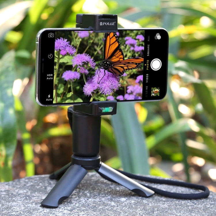 PULUZ Folding Plastic Tripod + Vlogging Live Broadcast Handheld Grip ABS Mount with Cold Shoe & Wrist Strap for iPhone, Galaxy, Huawei, Xiaomi, Sony, HTC, Google and other Smartphones - Desktop Holder by PULUZ | Online Shopping South Africa | PMC Jewellery