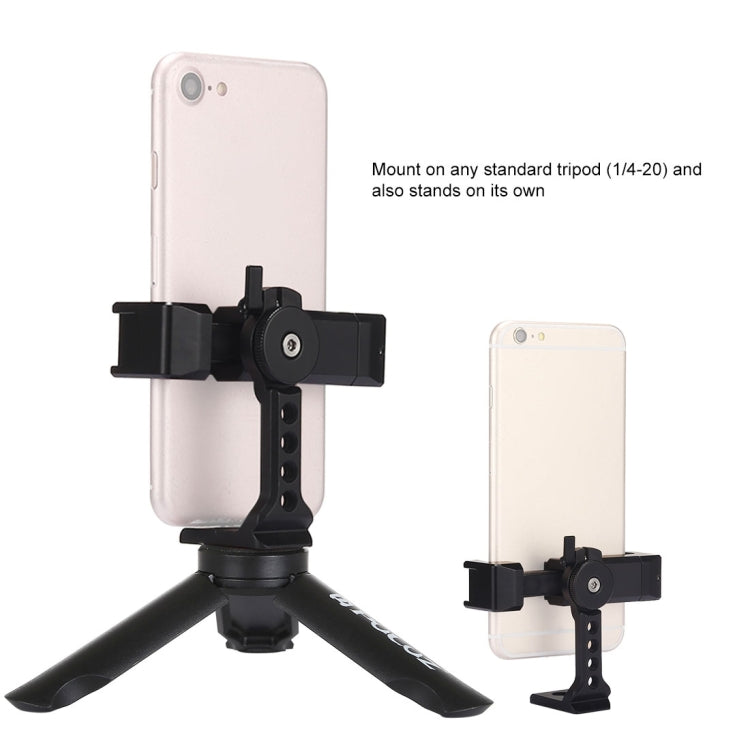 PULUZ Folding Plastic Tripod + Horizontal / Vertical Shooting Metal Clamp with Cold Shoe for iPhone, Galaxy, Huawei, Xiaomi, Sony, HTC, Google and other Smartphones - Desktop Holder by PULUZ | Online Shopping South Africa | PMC Jewellery