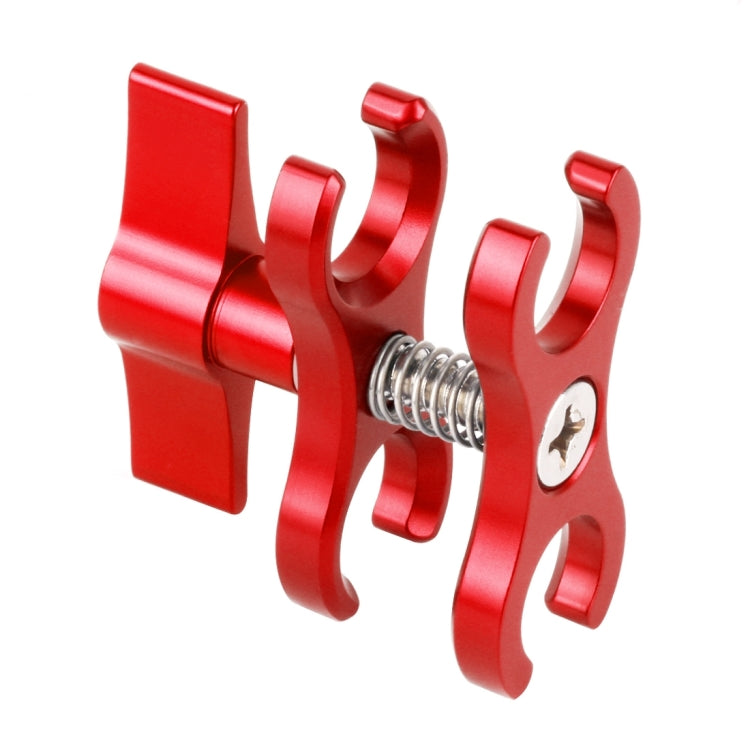 PULUZ Dual Ball Clamp Open Hole Diving Camera Bracket CNC Aluminum Spring Flashlight Clamp for Diving Underwater Photography System(Red) - Diving Accessories by PULUZ | Online Shopping South Africa | PMC TechLife | Buy Now Pay Later Mobicred