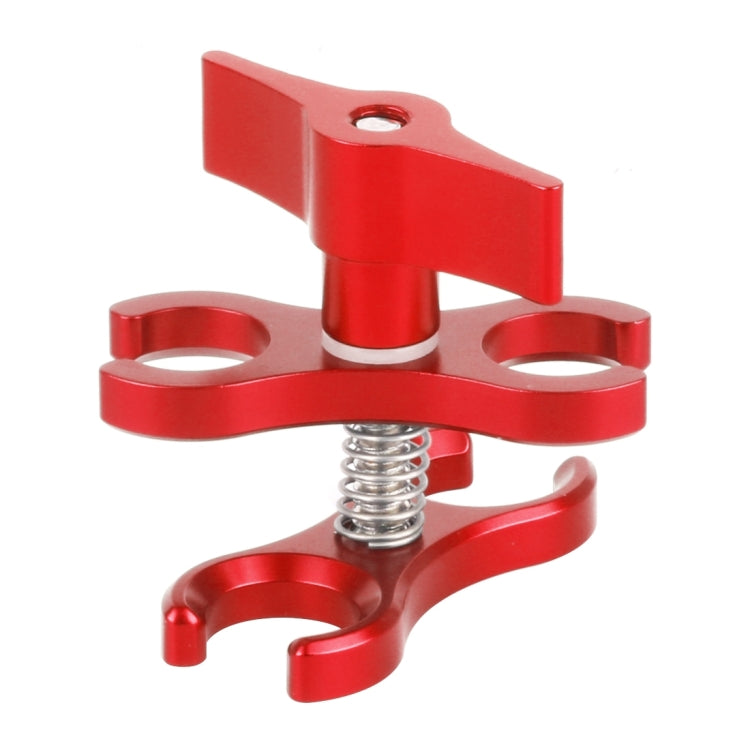 PULUZ Dual Ball Clamp Open Hole Diving Camera Bracket CNC Aluminum Spring Flashlight Clamp for Diving Underwater Photography System(Red) - Diving Accessories by PULUZ | Online Shopping South Africa | PMC TechLife | Buy Now Pay Later Mobicred