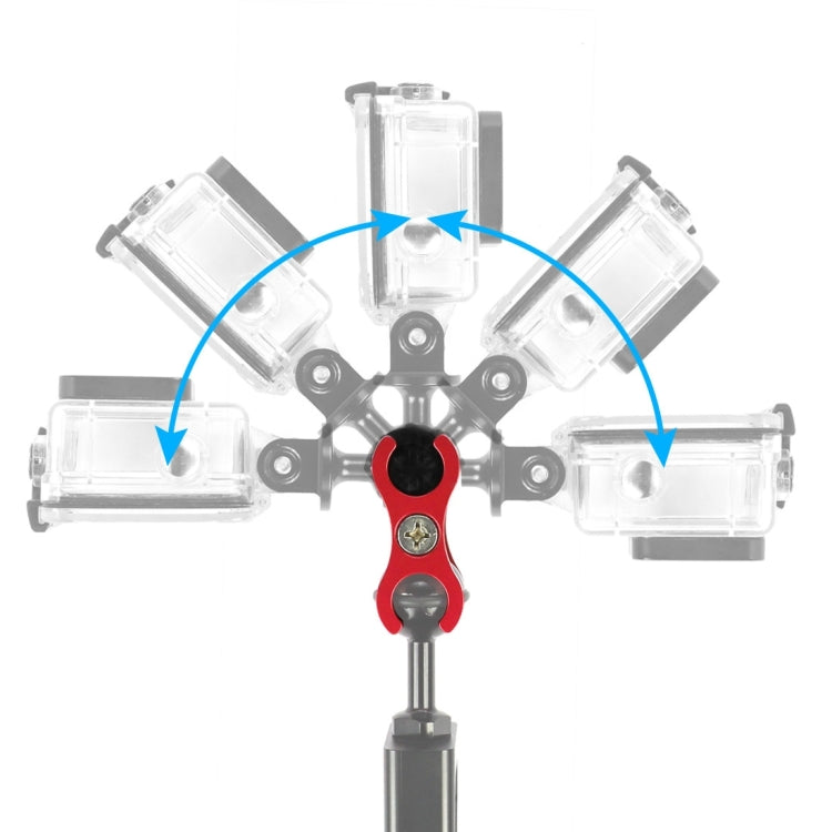 PULUZ Dual Ball Clamp Open Hole Diving Camera Bracket CNC Aluminum Spring Flashlight Clamp for Diving Underwater Photography System(Red) - Diving Accessories by PULUZ | Online Shopping South Africa | PMC TechLife | Buy Now Pay Later Mobicred