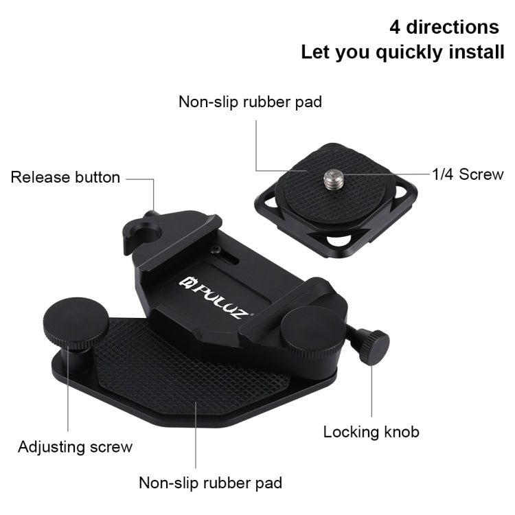 PULUZ Capture Camera Clip CNC Aluminum Alloy Quick Release Clip with Plate (Black) - Quick Release Plate by PULUZ | Online Shopping South Africa | PMC Jewellery