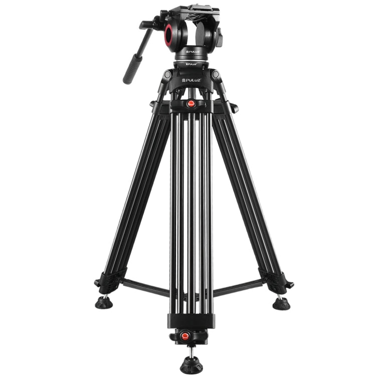 PULUZ 3 in 1 (Tripod + Bowl Adapter + Black Fluid Drag Head) Heavy Duty Video Camcorder Aluminum Alloy Tripod Mount Kit for DSLR / SLR Camera, Adjustable Height: 62-152cm - Tripods by PULUZ | Online Shopping South Africa | PMC Jewellery | Buy Now Pay Later Mobicred