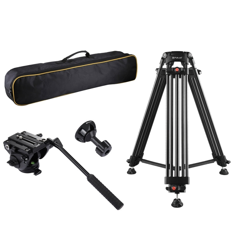 PULUZ 3 in 1 (Tripod + Bowl Adapter + Black Fluid Drag Head) Heavy Duty Video Camcorder Aluminum Alloy Tripod Mount Kit for DSLR / SLR Camera, Adjustable Height: 62-152cm - Tripods by PULUZ | Online Shopping South Africa | PMC Jewellery | Buy Now Pay Later Mobicred