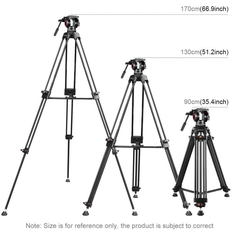 PULUZ 3 in 1 (Tripod + Bowl Adapter + Black Fluid Drag Head) Heavy Duty Video Camcorder Aluminum Alloy Tripod Mount Kit for DSLR / SLR Camera, Adjustable Height: 62-152cm - Tripods by PULUZ | Online Shopping South Africa | PMC Jewellery | Buy Now Pay Later Mobicred