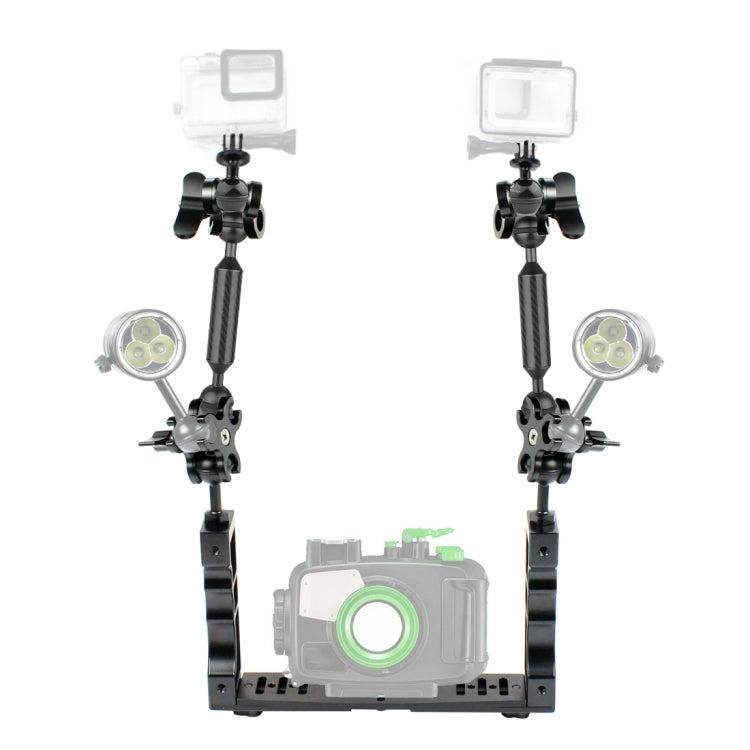 PULUZ Dual Handle Aluminium Tray Stabilizer with 4 x Dual Ball Aluminum Alloy Clamp & 2 x 7 inch Floating Arm & 2 x Ball Head Adapter for Underwater Camera Housings - Diving Accessories by PULUZ | Online Shopping South Africa | PMC Jewellery | Buy Now Pay Later Mobicred