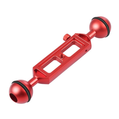 PULUZ 7.9 inch 20cm Adjustable Aluminum Alloy Dual Balls Arm with 1/4 Thread, Ball Diameter: 25mm(Red) - Diving Accessories by PULUZ | Online Shopping South Africa | PMC Jewellery | Buy Now Pay Later Mobicred