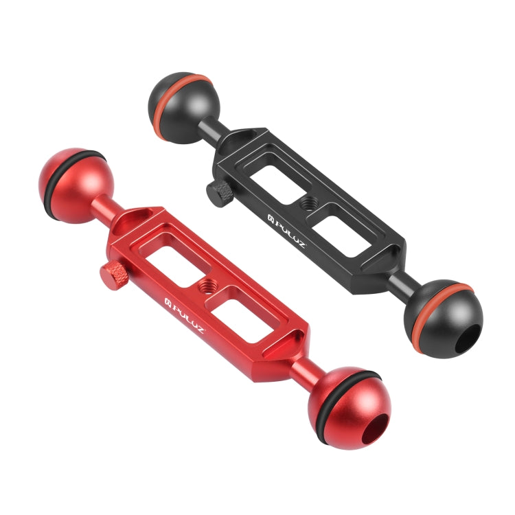 PULUZ 7.9 inch 20cm Adjustable Aluminum Alloy Dual Balls Arm with 1/4 Thread, Ball Diameter: 25mm(Red) - Diving Accessories by PULUZ | Online Shopping South Africa | PMC Jewellery | Buy Now Pay Later Mobicred