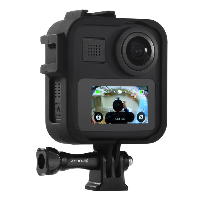 PULUZ ABS Plastic Shockproof Side Frame Mount Protective Case with Base & Long Screw for GoPro Max(Black) - Protective Frame by PULUZ | Online Shopping South Africa | PMC Jewellery | Buy Now Pay Later Mobicred