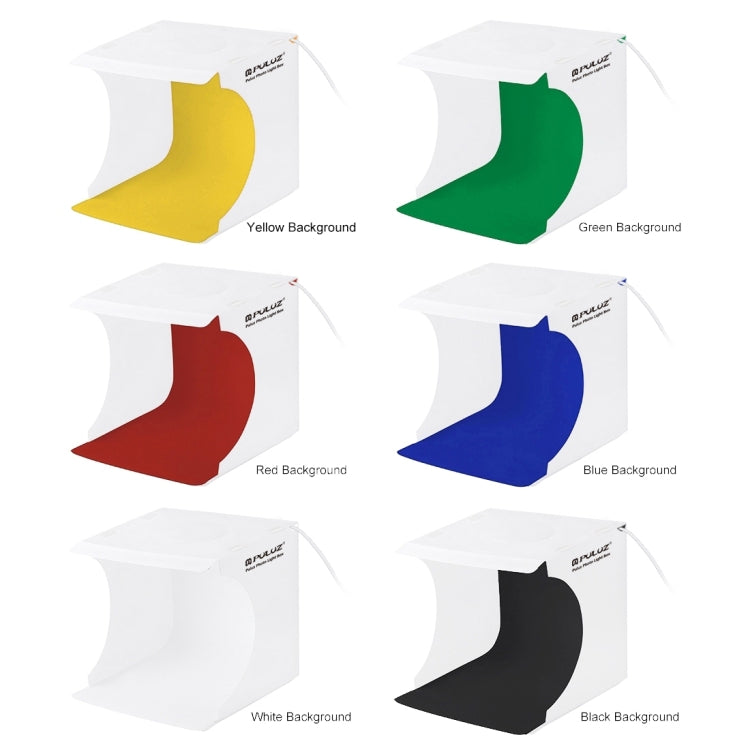 PULUZ 23cm Ring LED Panel Folding Portable Light Photo Lighting Studio Shooting Tent Box Kit with 6 Colors Backdrops (Black, White, Yellow, Red, Green, Blue), Unfold Size: 24cm x 23cm x 23cm -  by PULUZ | Online Shopping South Africa | PMC Jewellery | Buy Now Pay Later Mobicred