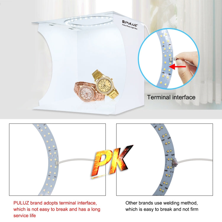 PULUZ 23cm Ring LED Panel Folding Portable Light Photo Lighting Studio Shooting Tent Box Kit with 6 Colors Backdrops (Black, White, Yellow, Red, Green, Blue), Unfold Size: 24cm x 23cm x 23cm -  by PULUZ | Online Shopping South Africa | PMC Jewellery | Buy Now Pay Later Mobicred