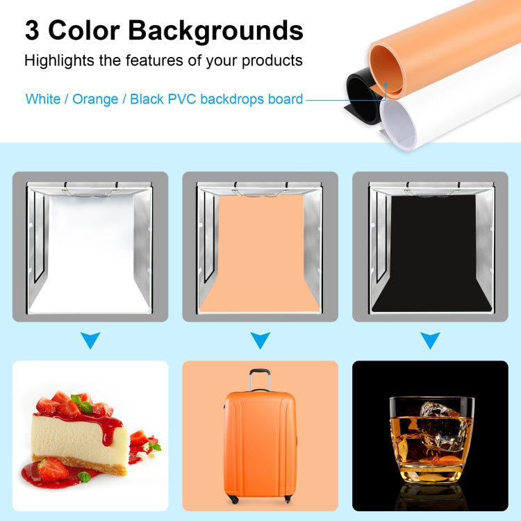 PULUZ 80cm Folding Portable 80W 9050LM White Light Photo Lighting Studio Shooting Tent Box Kit with 3 Colors (Black, White, Orange) Backdrops(EU Plug) -  by PULUZ | Online Shopping South Africa | PMC Jewellery | Buy Now Pay Later Mobicred