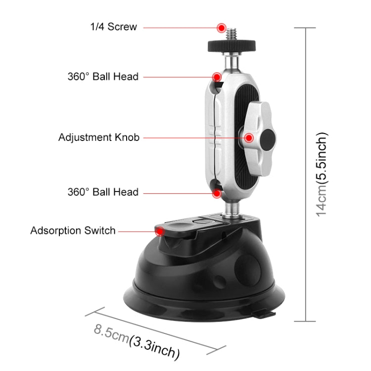 PULUZ Car Suction Cup Arm Mount with Phone Clamp & Mount Adapter & Long Screw - Helmet Mount by PULUZ | Online Shopping South Africa | PMC Jewellery | Buy Now Pay Later Mobicred