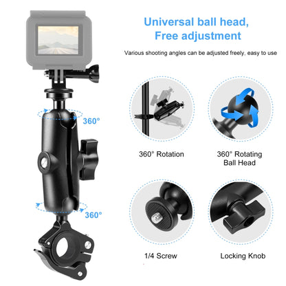 PULUZ Motorcycle O-Clip Quick Release Clamp Handlebar Fixed Mount Holder for GoPro and Other Action Cameras(Black) - Bicycle Handlebar Mount by PULUZ | Online Shopping South Africa | PMC Jewellery