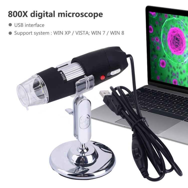 2.0 Mega Pixels 800X USB Digital Microscope with 8 LED White Light / Holder(Black) - Digital Microscope by PMC Jewellery | Online Shopping South Africa | PMC Jewellery | Buy Now Pay Later Mobicred