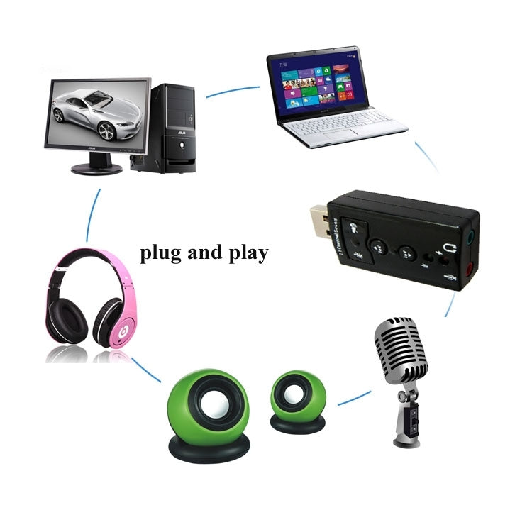 2.1 Channel USB Sound Adapter(Black) - USB Sound by PMC TechLife | Online Shopping South Africa | PMC TechLife