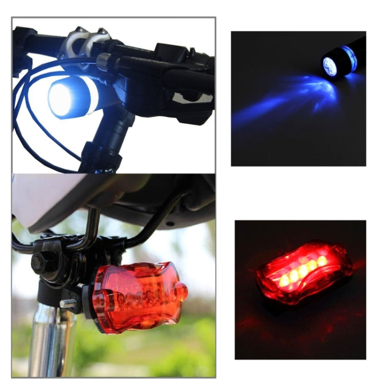 5 LED Water Resistant Bike Bicycle Head Light+ Rear Safety Flashlight - Taillights by PMC Jewellery | Online Shopping South Africa | PMC Jewellery