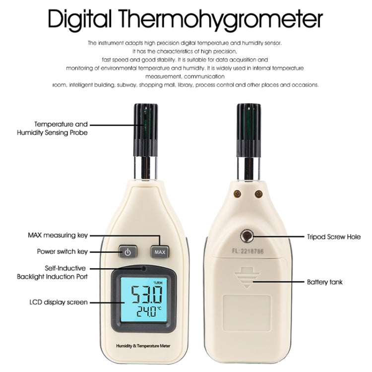 BENETECH GM1362 1.45 Inch Screen Digital Humidity & Temperature Meter(White) - Indoor Thermometer by BENETECH | Online Shopping South Africa | PMC Jewellery | Buy Now Pay Later Mobicred