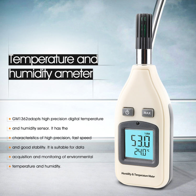 BENETECH GM1362 1.45 Inch Screen Digital Humidity & Temperature Meter(White) - Indoor Thermometer by BENETECH | Online Shopping South Africa | PMC TechLife | Buy Now Pay Later Mobicred