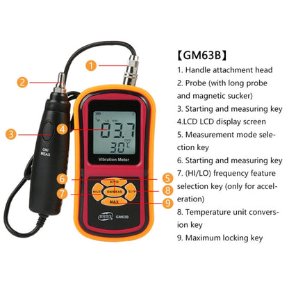 BENETECH GM63B Digital Vibration Meter - Other Tester Tool by BENETECH | Online Shopping South Africa | PMC Jewellery | Buy Now Pay Later Mobicred