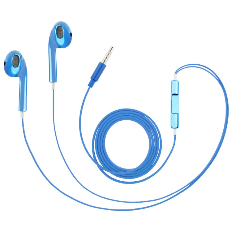 3.5mm Stereo Electroplating Wire Control Earphone for Android Phones / PC / MP3 Player / Laptops(Blue) - In Ear Wired Earphone by PMC TechLife | Online Shopping South Africa | PMC TechLife