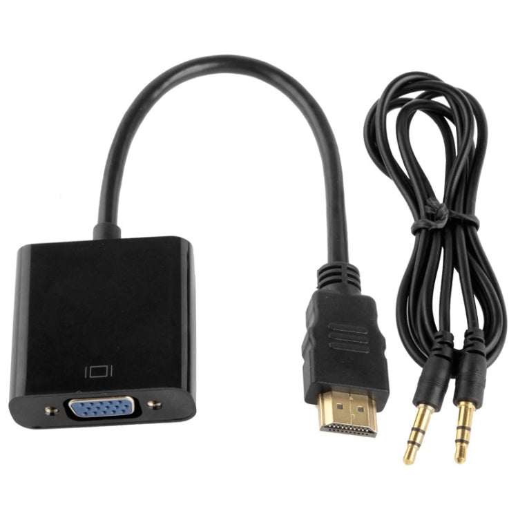 24cm Full HD 1080P HDMI to VGA + Audio Output Cable for Computer / DVD / Digital Set-top Box / Laptop / Mobile Phone / Media Player(Black) - Cable by PMC Jewellery | Online Shopping South Africa | PMC Jewellery