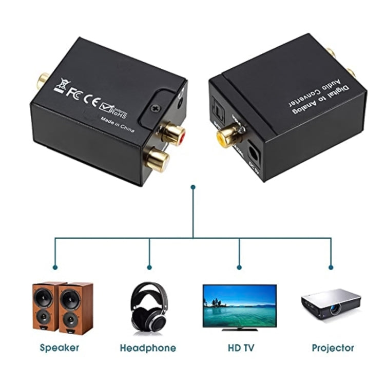 Digital Optical Coaxial Toslink to Analog RCA Audio Converter(Black) - RCA Adapter by PMC TechLife | Online Shopping South Africa | PMC TechLife