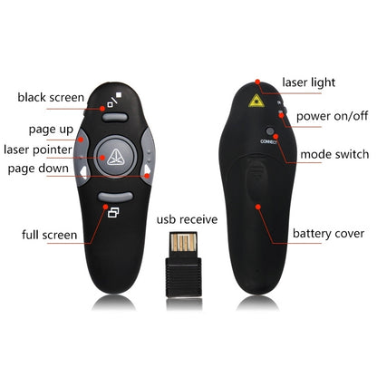 Multimedia Presenter with Laser Pointer & USB Receiver for Projector / PC / Laptop, Control Distance: 15m(Black) -  by PMC Jewellery | Online Shopping South Africa | PMC Jewellery