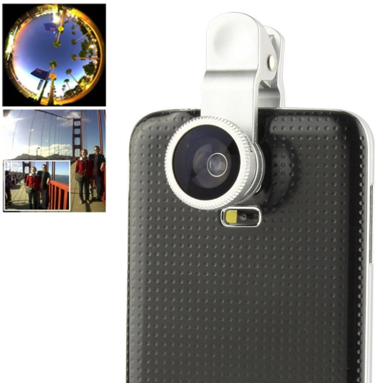 Universal 180 Degree Fisheye Lens + Macro + 0.67X Wide Lens with Clip, For Galaxy S5 / G900 / i9500 / i9300 / iPhone 5 & 5C & 5S(Silver) - Combination Lens by PMC Jewellery | Online Shopping South Africa | PMC Jewellery