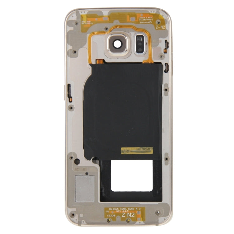 For Galaxy S6 Edge / G925 Full Housing Cover (Front Housing LCD Frame Bezel Plate + Back Plate Housing Camera Lens Panel ) (Gold) - Frame Bezel Plate by PMC Jewellery | Online Shopping South Africa | PMC Jewellery