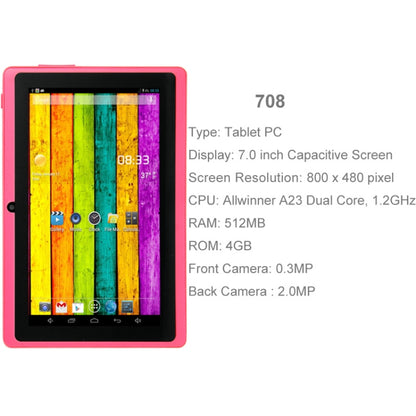 7.0 inch Tablet PC, 512MB+4GB, Android 4.2.2, 360 Degrees Menu Rotation, Allwinner A33 Quad-core, Bluetooth, WiFi(Magenta) - 7.0-8.0 inch by PMC Jewellery | Online Shopping South Africa | PMC Jewellery