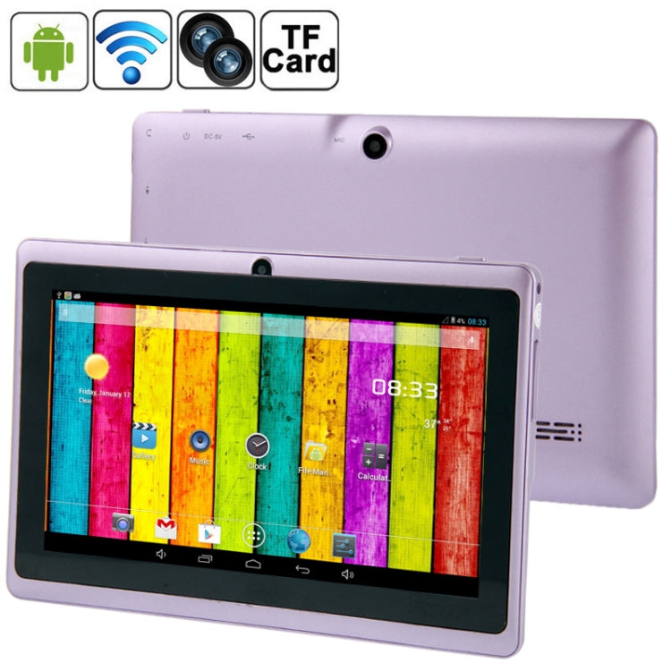 7.0 inch Tablet PC, 512MB+4GB, Android 4.2.2, 360 Degrees Menu Rotation, Allwinner A33 Quad-core, Bluetooth, WiFi(Purple) - 7.0-8.0 inch by PMC Jewellery | Online Shopping South Africa | PMC Jewellery